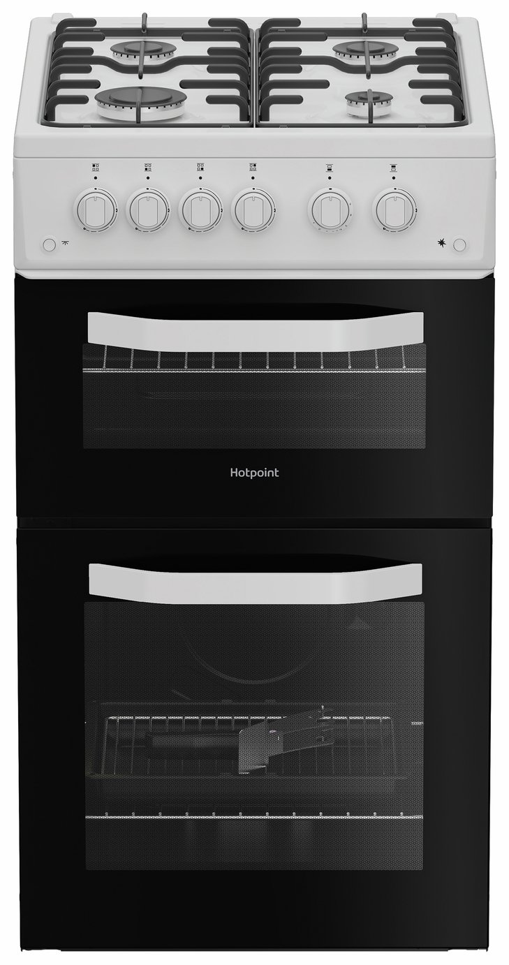 Hotpoint HTG5GCW 50cm Twin Cavity Gas Cooker - White