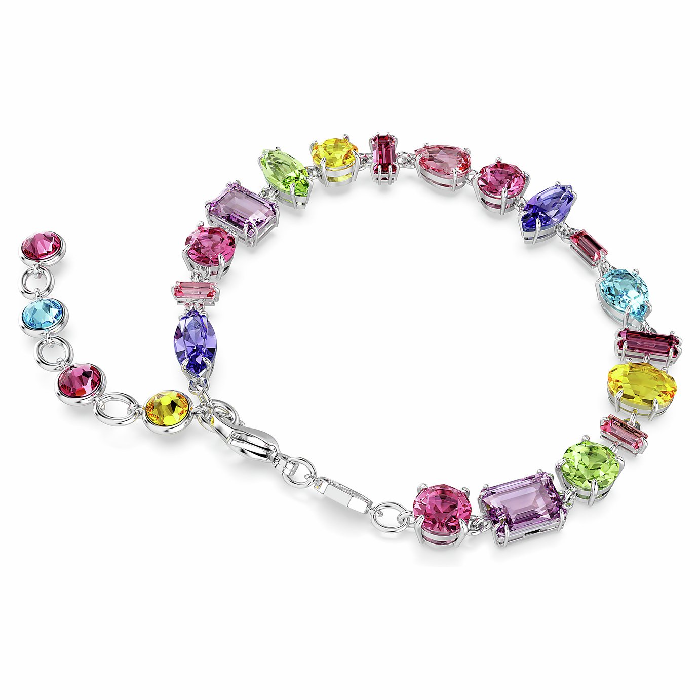 Swarovski Rhodium Plated Multicoloured Crystal Gema Bracelet