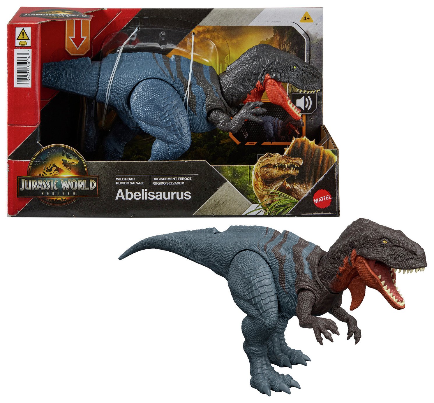 Jurassic World Rebirth Wild Roar Abelisaurus Dinosaur Toy