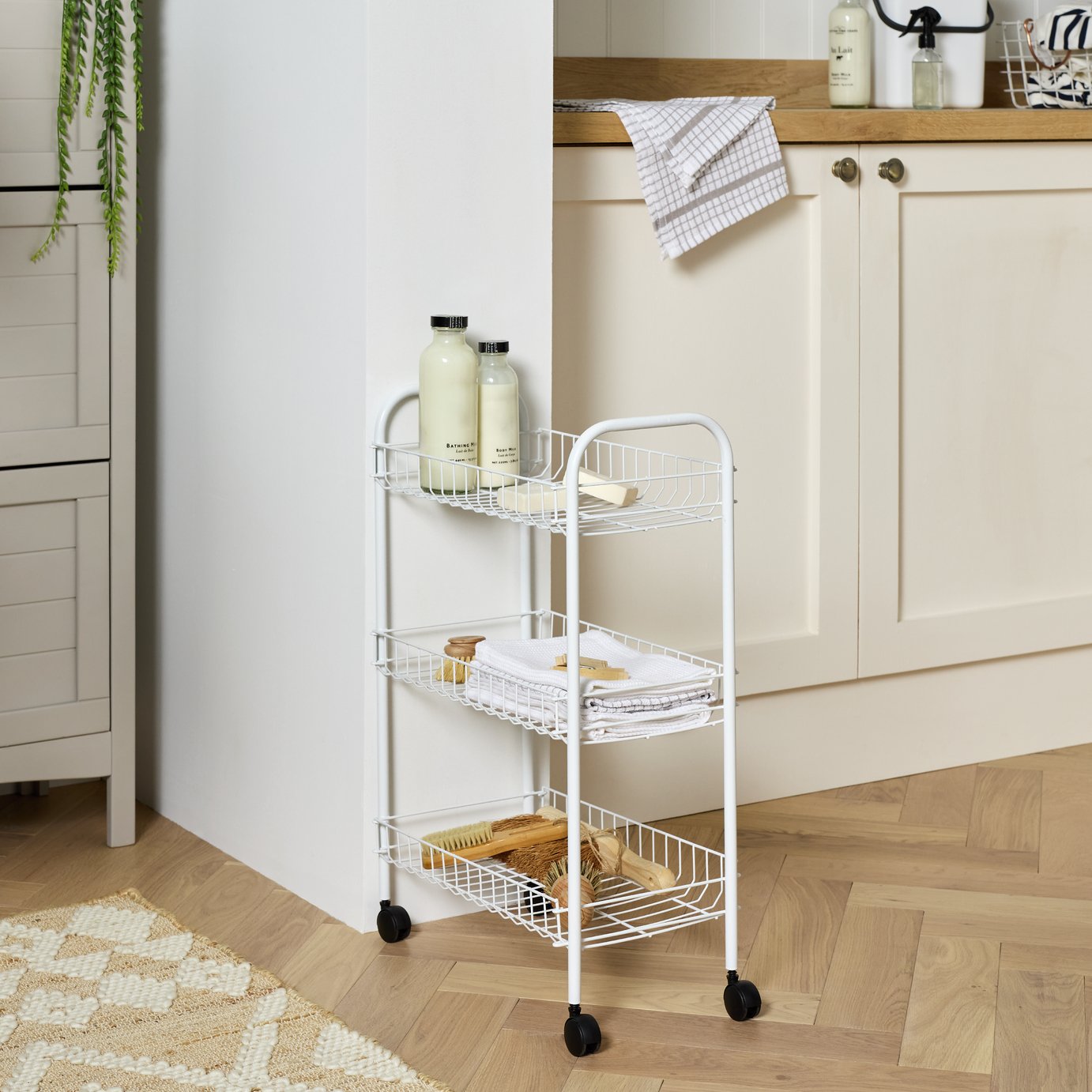  Home 3 Tier Kitchen Storage Trolley - White