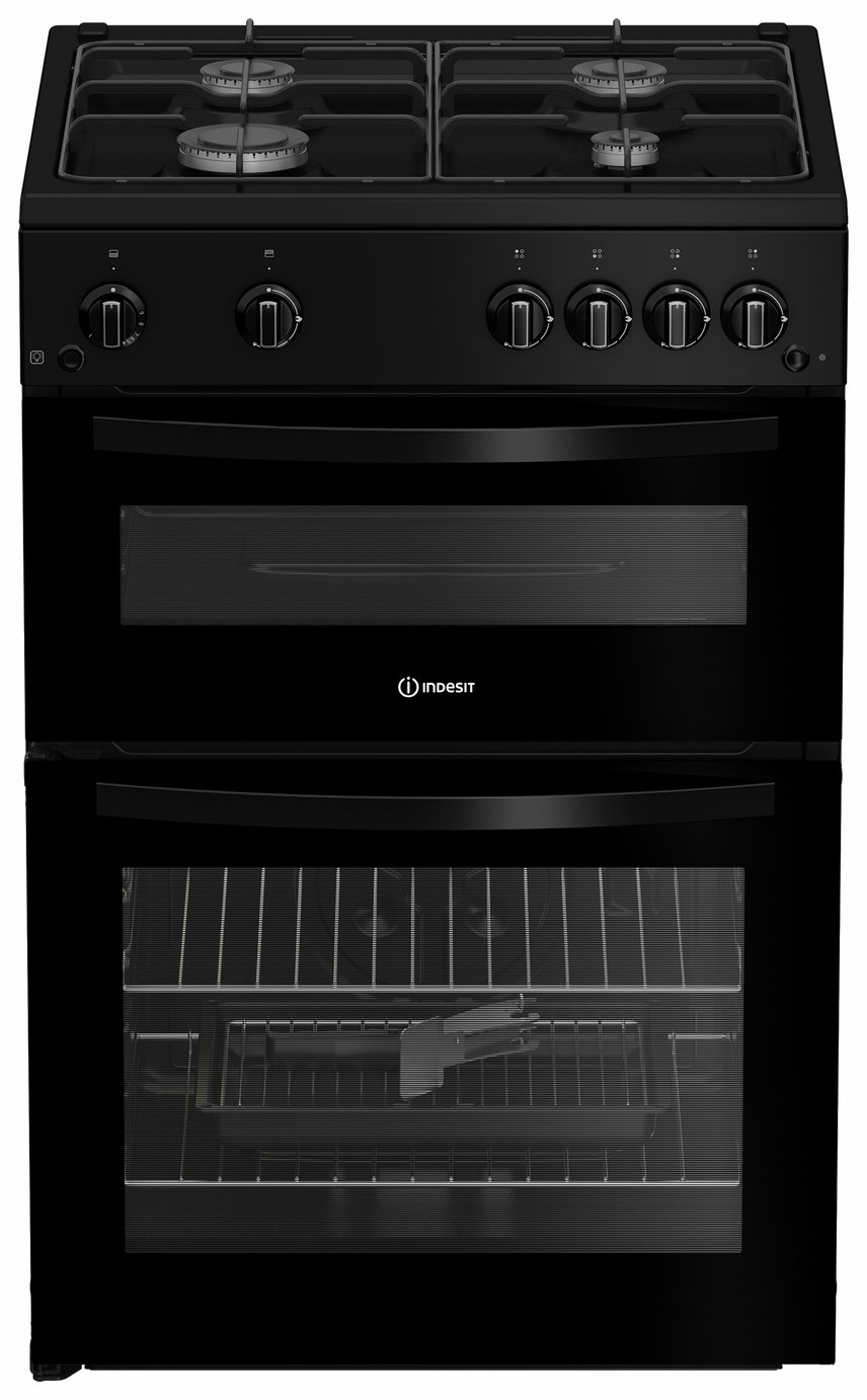 Indesit ITG6GB 60cm Twin Cavity Gas Cooker - Black
