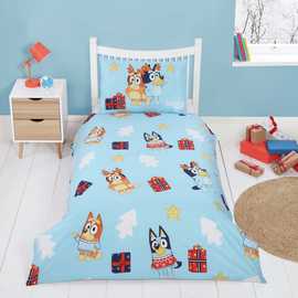 Bluey Christmas Cotton Blue & White Kids Bedding Set