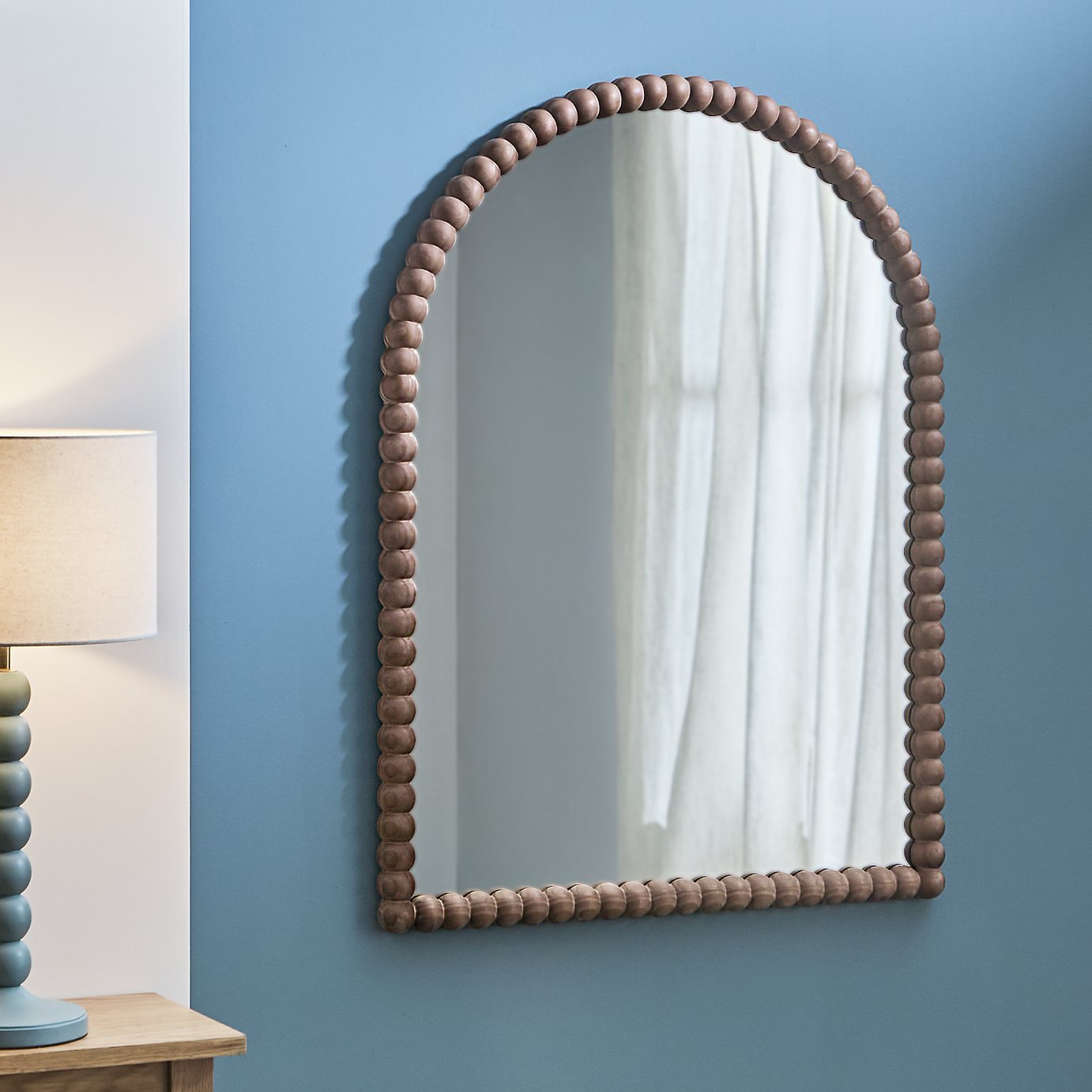 Habitat Brown Bobble Wooden Acrh Wall Mirror - 101x76cm