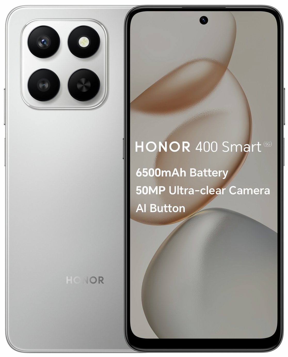 SIM Free HONOR 400 Smart 5G 128GB AI Phone - Meteor Silver