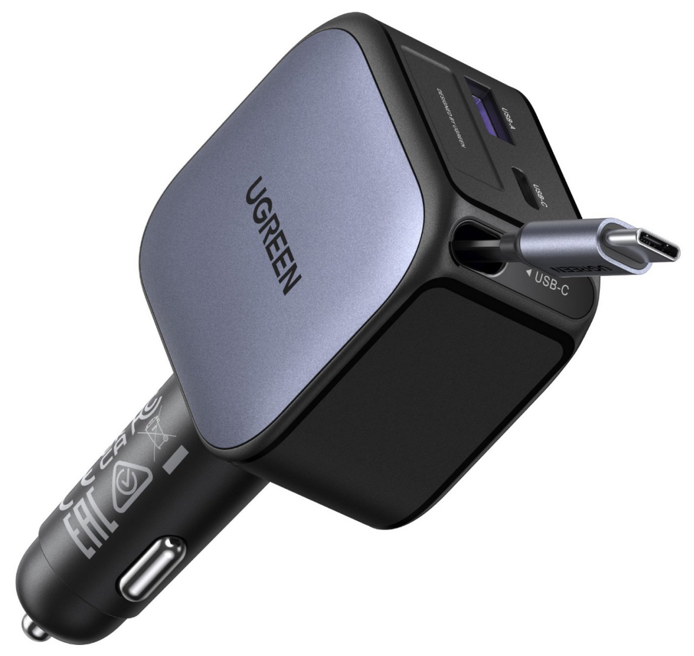 UGREEN 90W Car Charger with 60W Retractable USB-C Cable