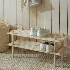 Argos Home 2 Shelf Stackable Shoe Rack - Solid Pine