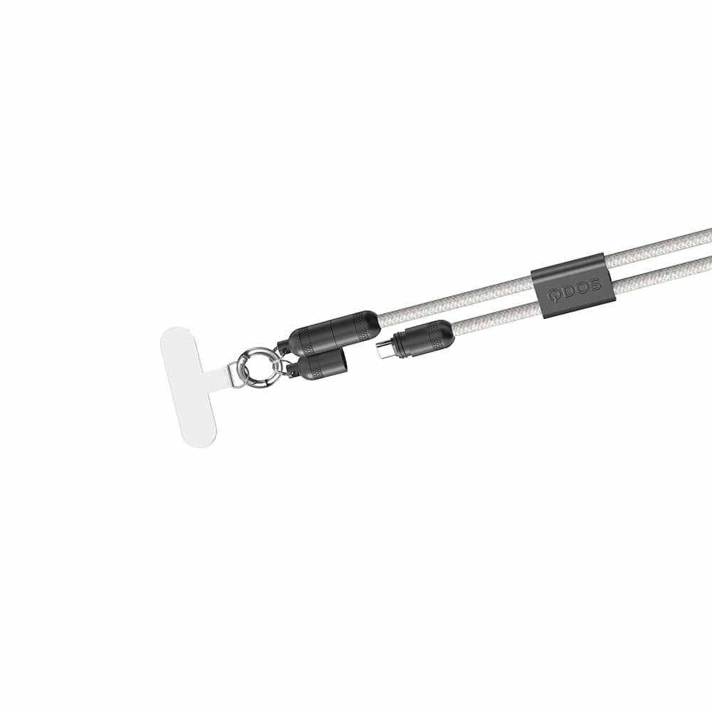 QDOS PowerLoop 1.2m USB-C Cable/Lanyard - White