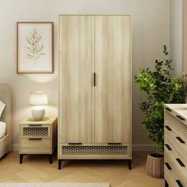 GFW Ezra 2 Door 1 Drawer Wardrobe - Oak