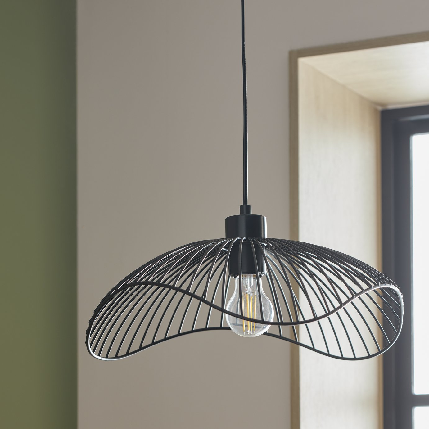 Argos Home Metal Wire Pendant Light - Black