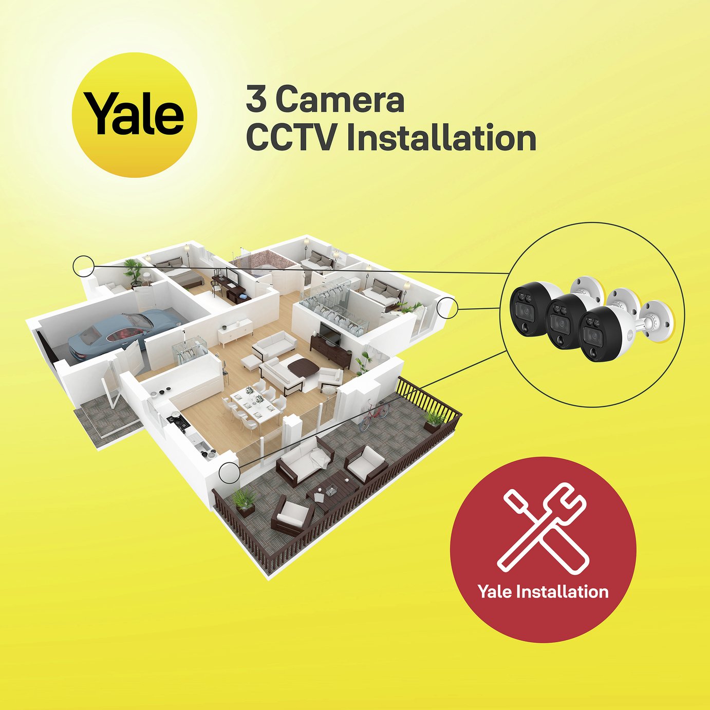 Yale 3 Camera CCTV Installation