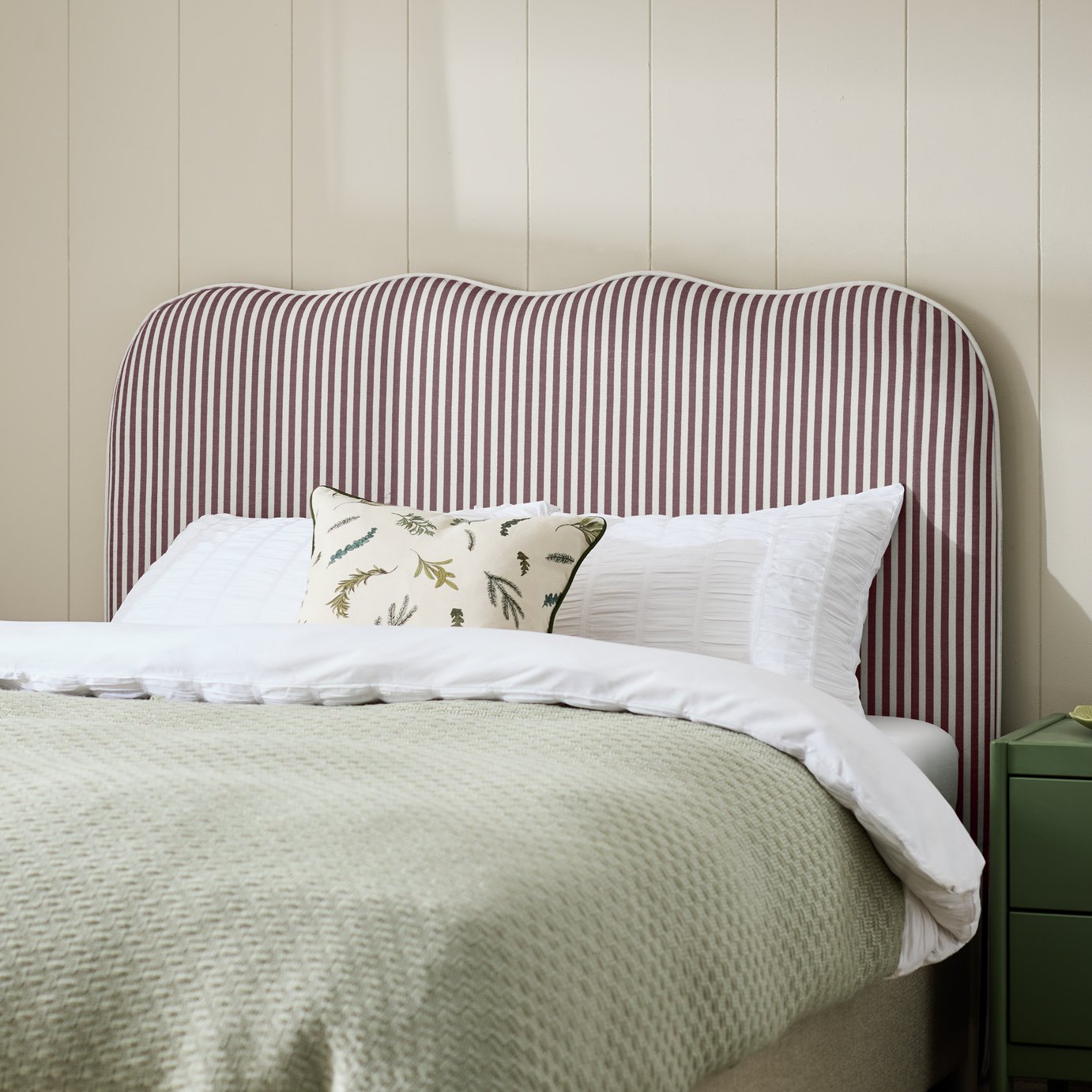 Habitat Onda Linen Kingsize Headboard - Stripe Plum