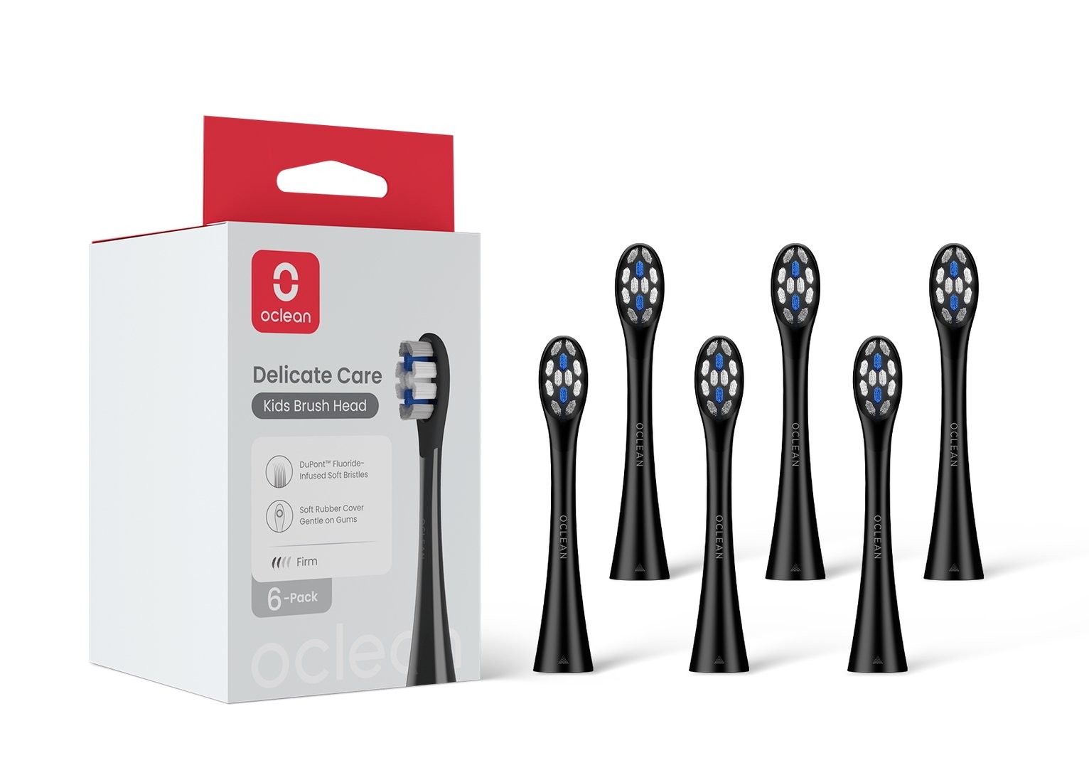 Oclean Delicate Care Kids P3K8 Brush Head Black - 6 Pack