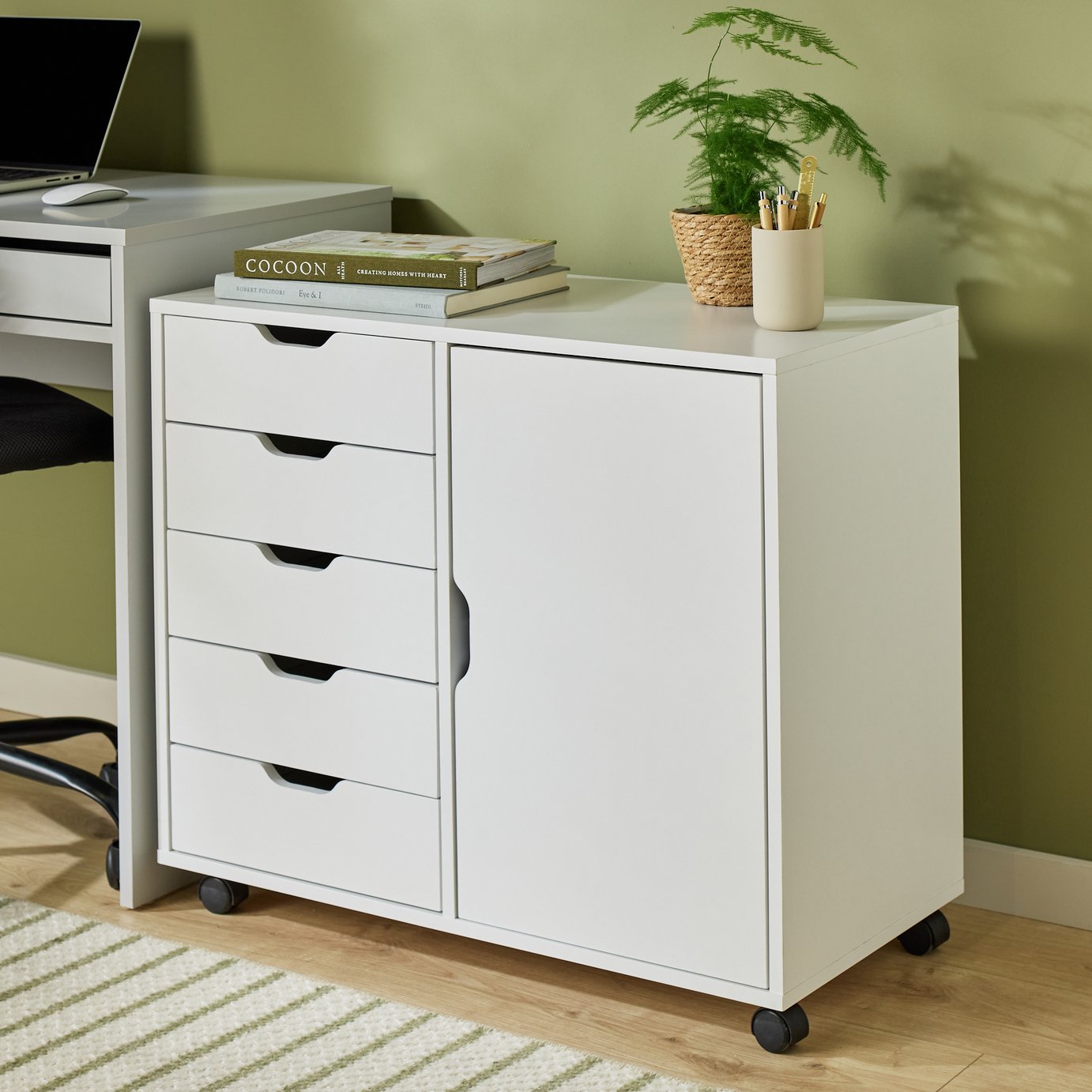 Argos Home 5 Drawers 1 Door Filing Cabinet - White