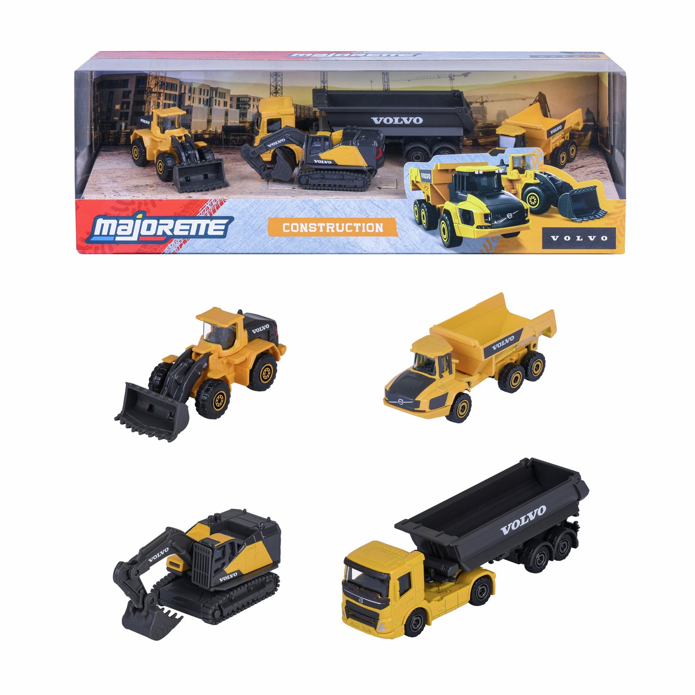 Majorette Die Cast Volvo 4 Construction Machine Vehicle Set