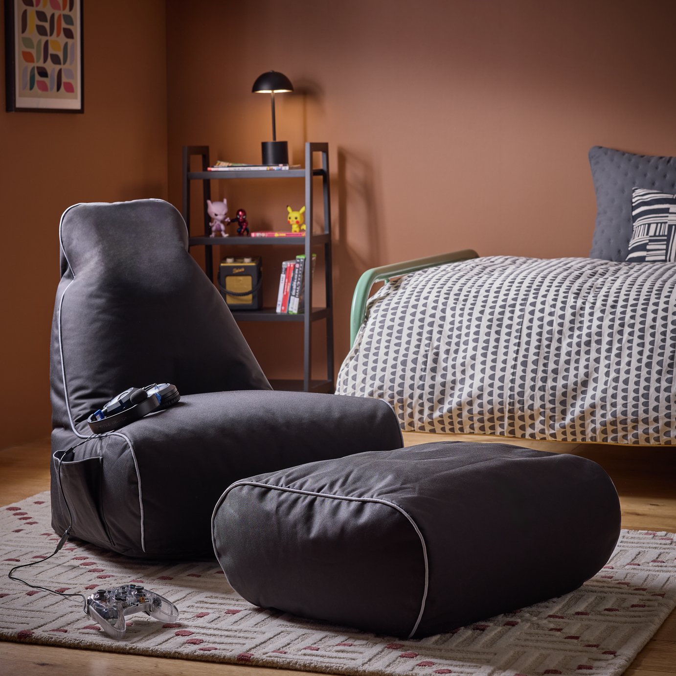 Argos Home Kids Gaming Bean Bag Chair - Black