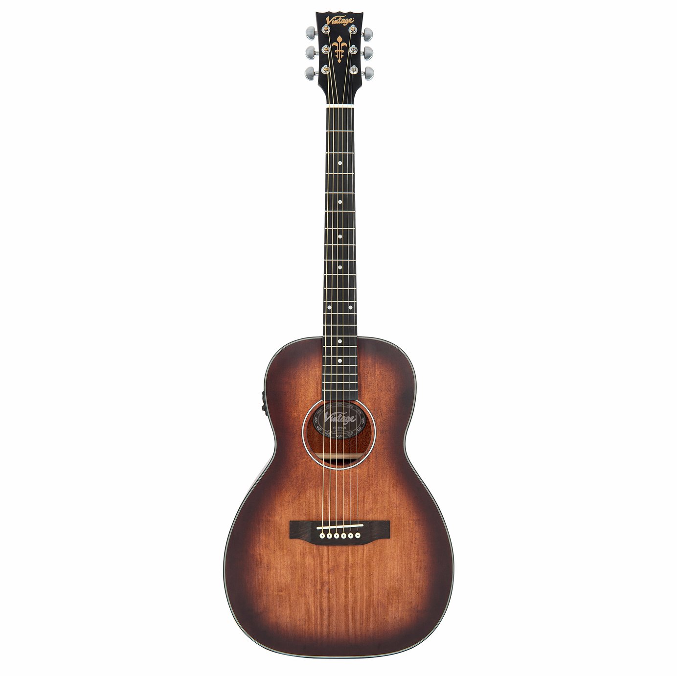 Vintage VE1800 Parlour Electro Acoustic Guitar - Antiqued 