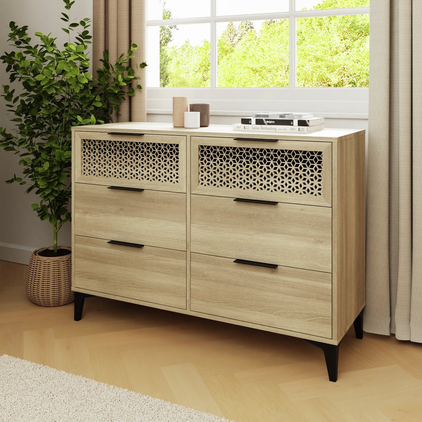 GFW Ezra 6 Drawer Chest - Oak