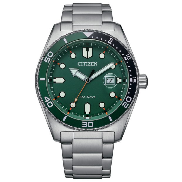 Citizen GN-7W-S グリーン Buy Citizen Men's Green Dial Stainless Steel Bracelet Watch | Mens