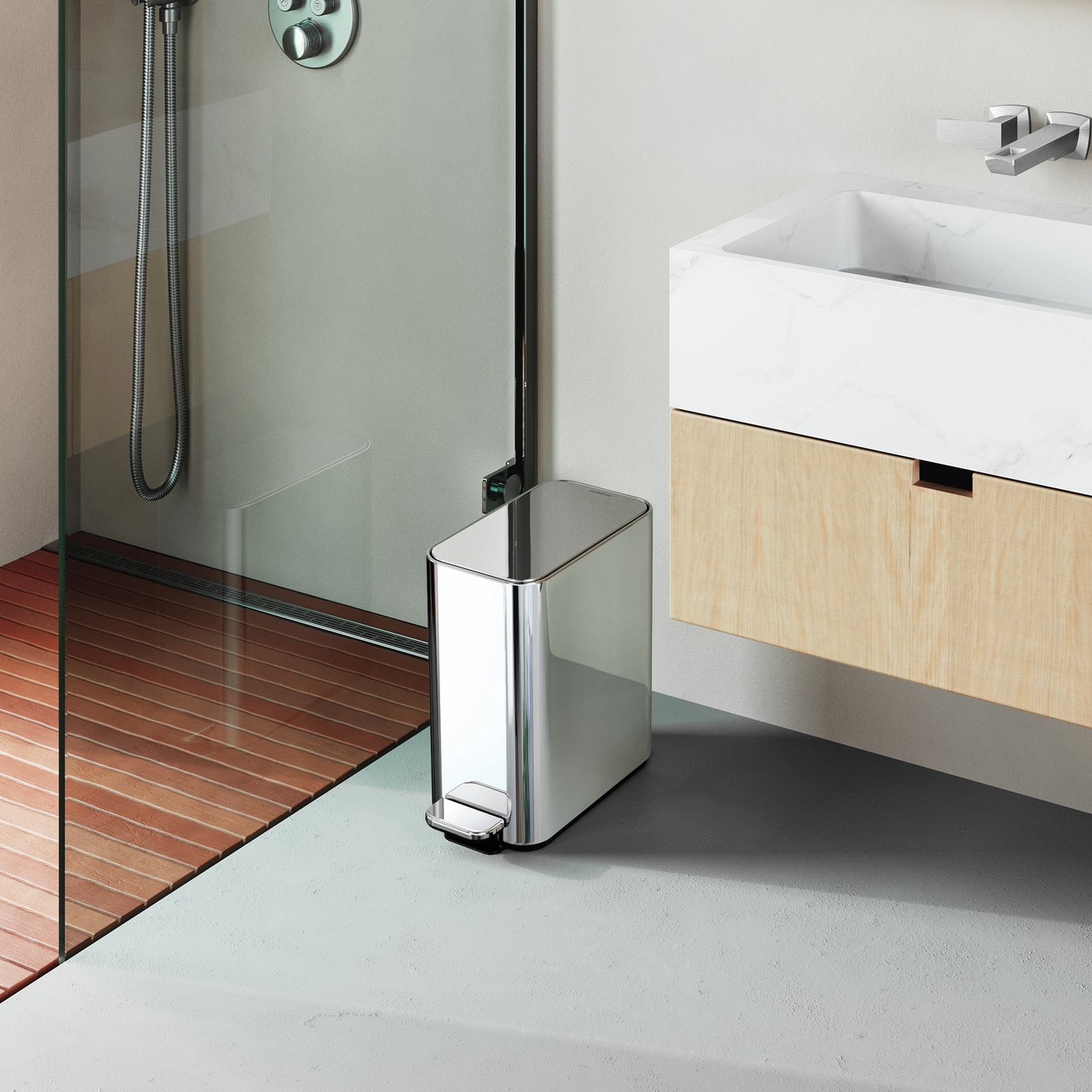 Simplehuman 5L Slim Bathroom Pedal Bin - Silver