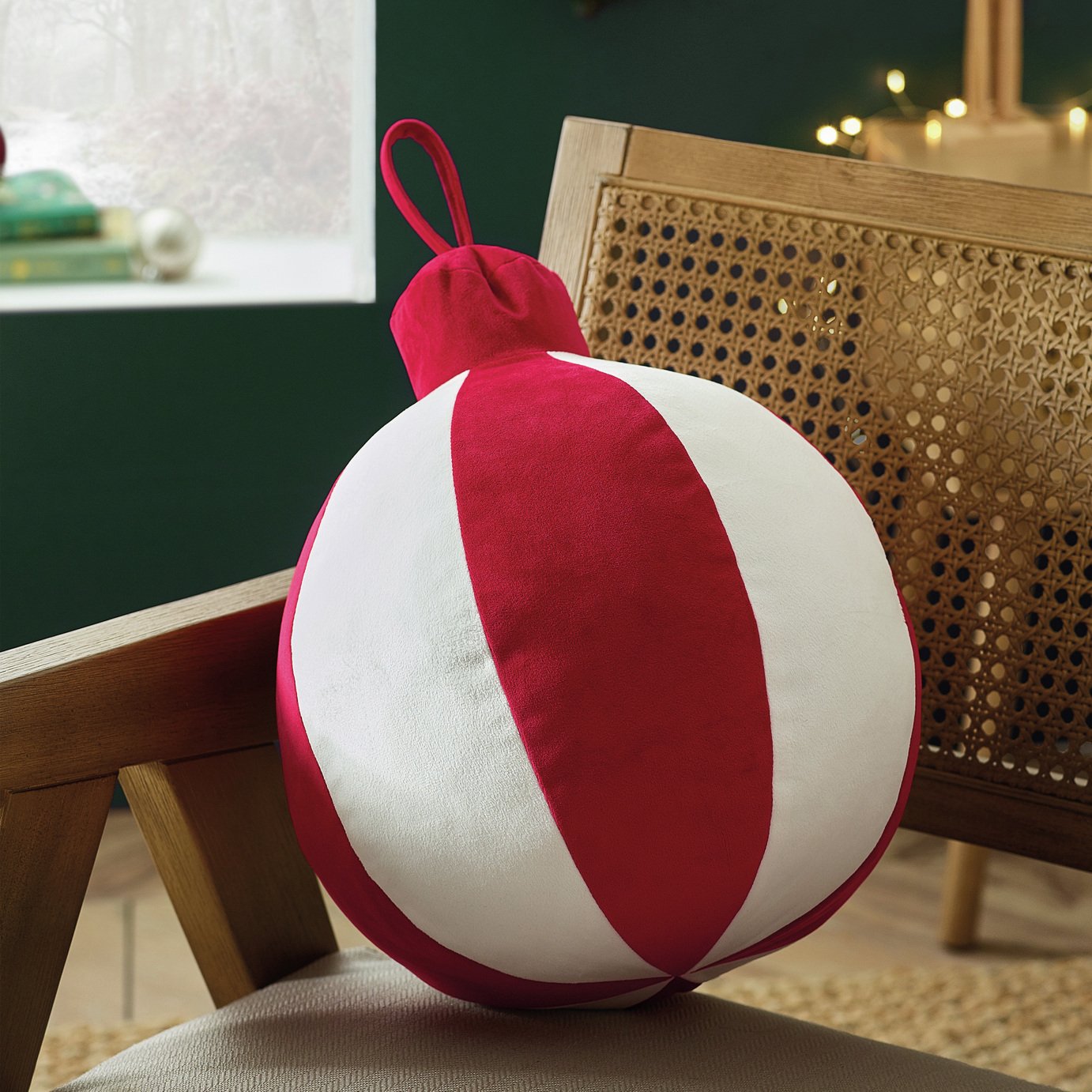Catherine Lansfield Bauble Shaped Cushion - Red - 25x30cm