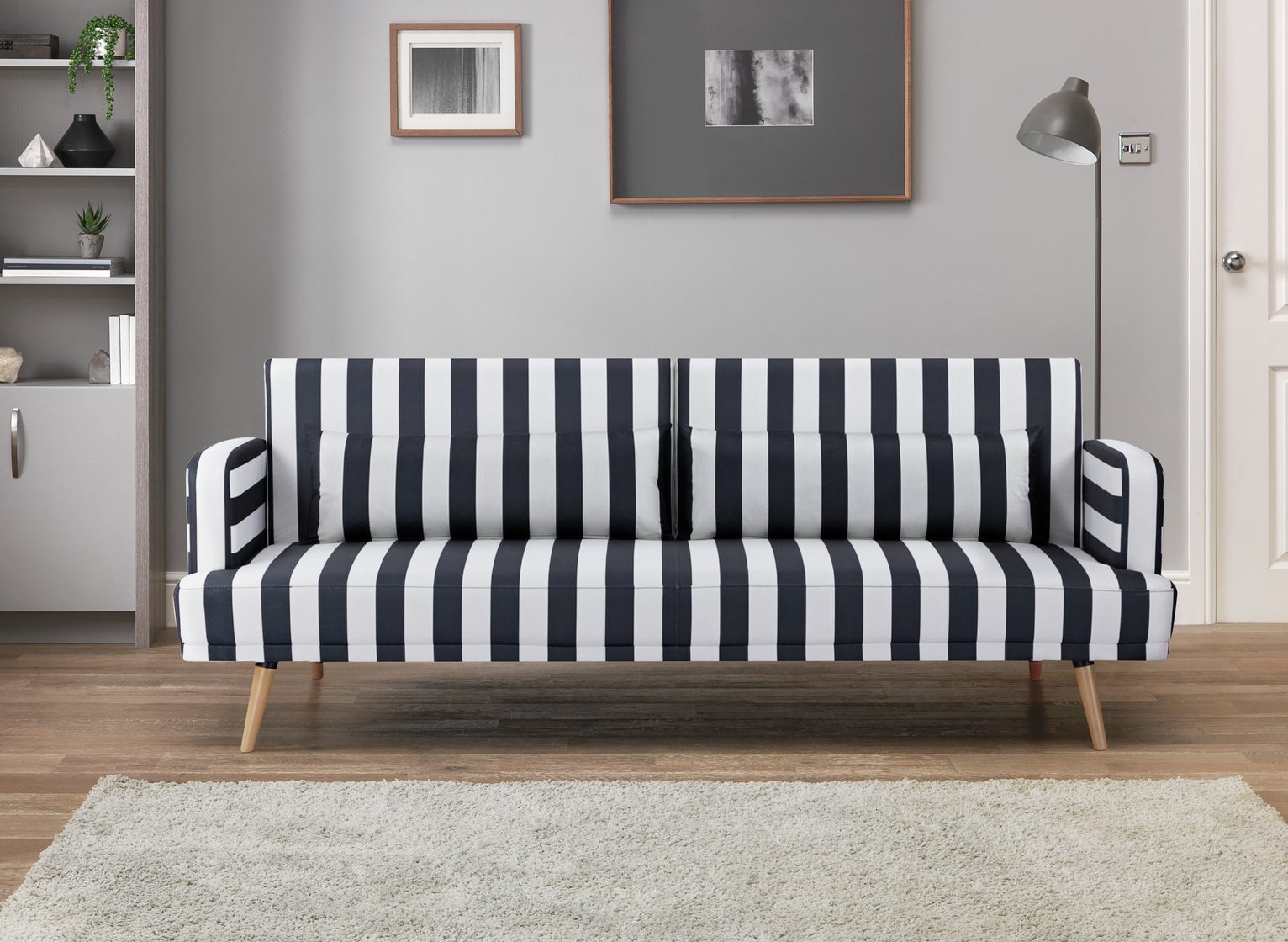 Habitat Andy Fabric Clic Clac Sofa Bed - Black & White