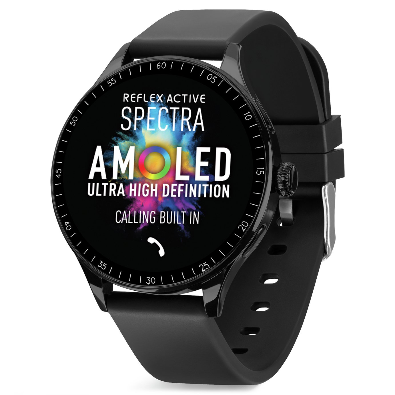 Reflex Active Round Amoled  Black Strap Calling Smart Watch