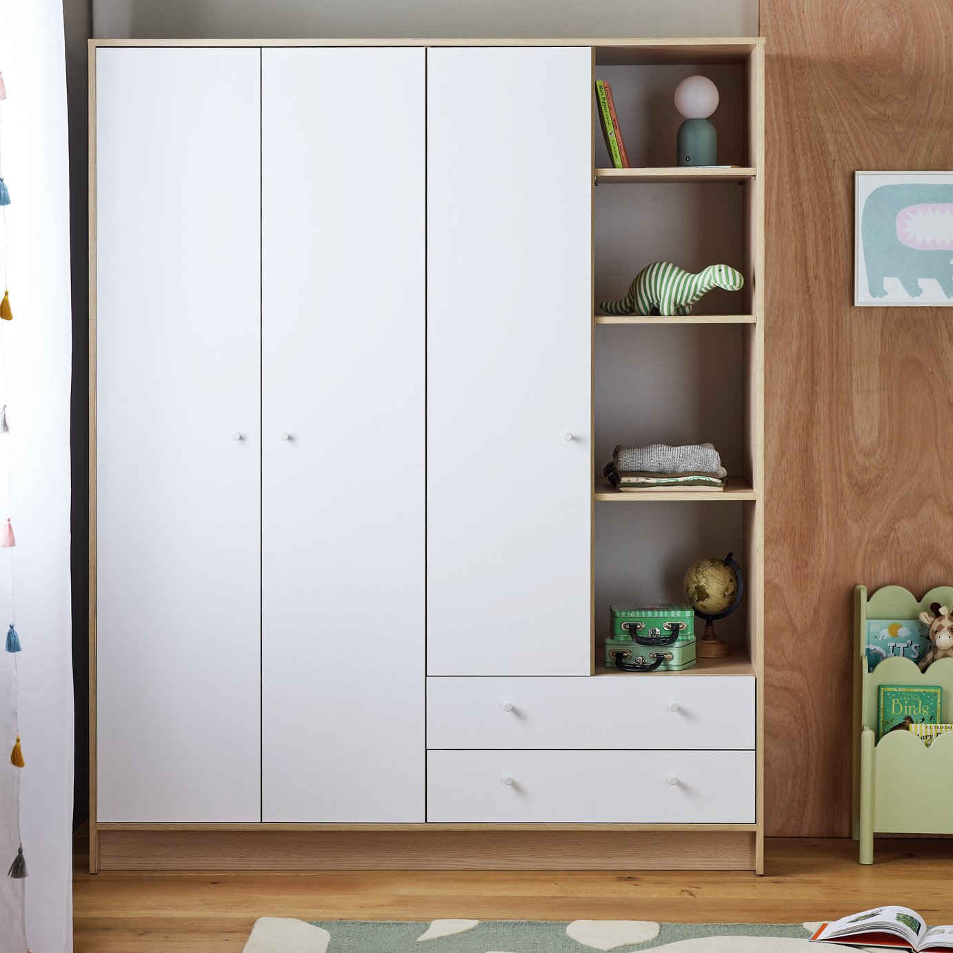Argos Home Malibu Kids 3 Door 2 Drawer Wardrobe - White