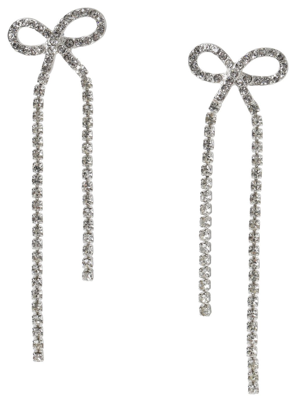 Liars & Lovers Silver Tone Crystal Bow Drop Earrings