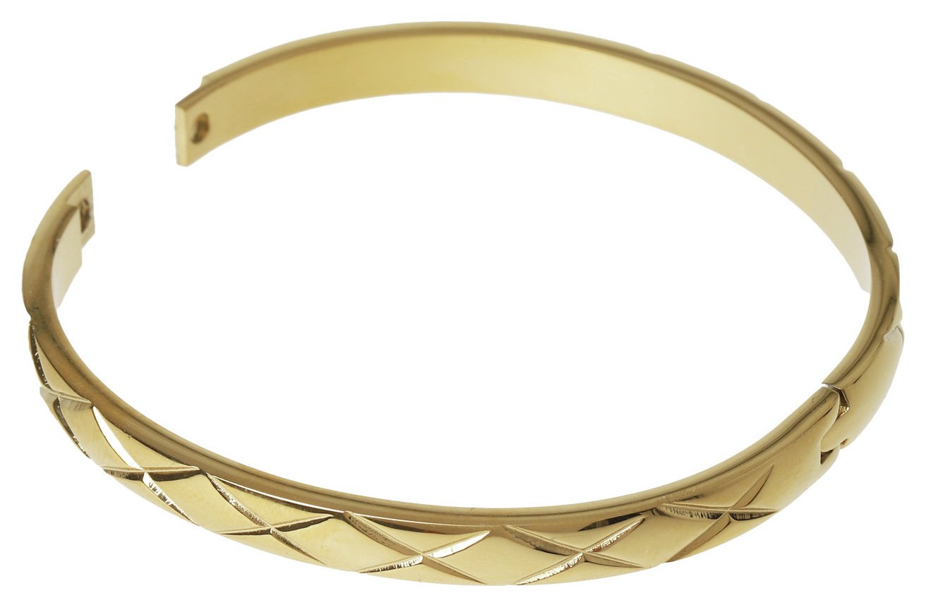 Liars & Lovers Stainless Steel Gold Tone Hinged Bangle