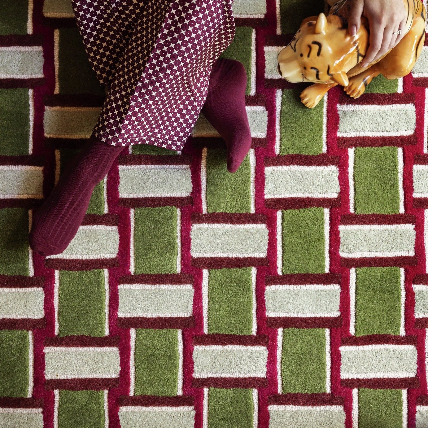 Habitat Archive Mid Century Burgundy Wool Rug - 160x230cm