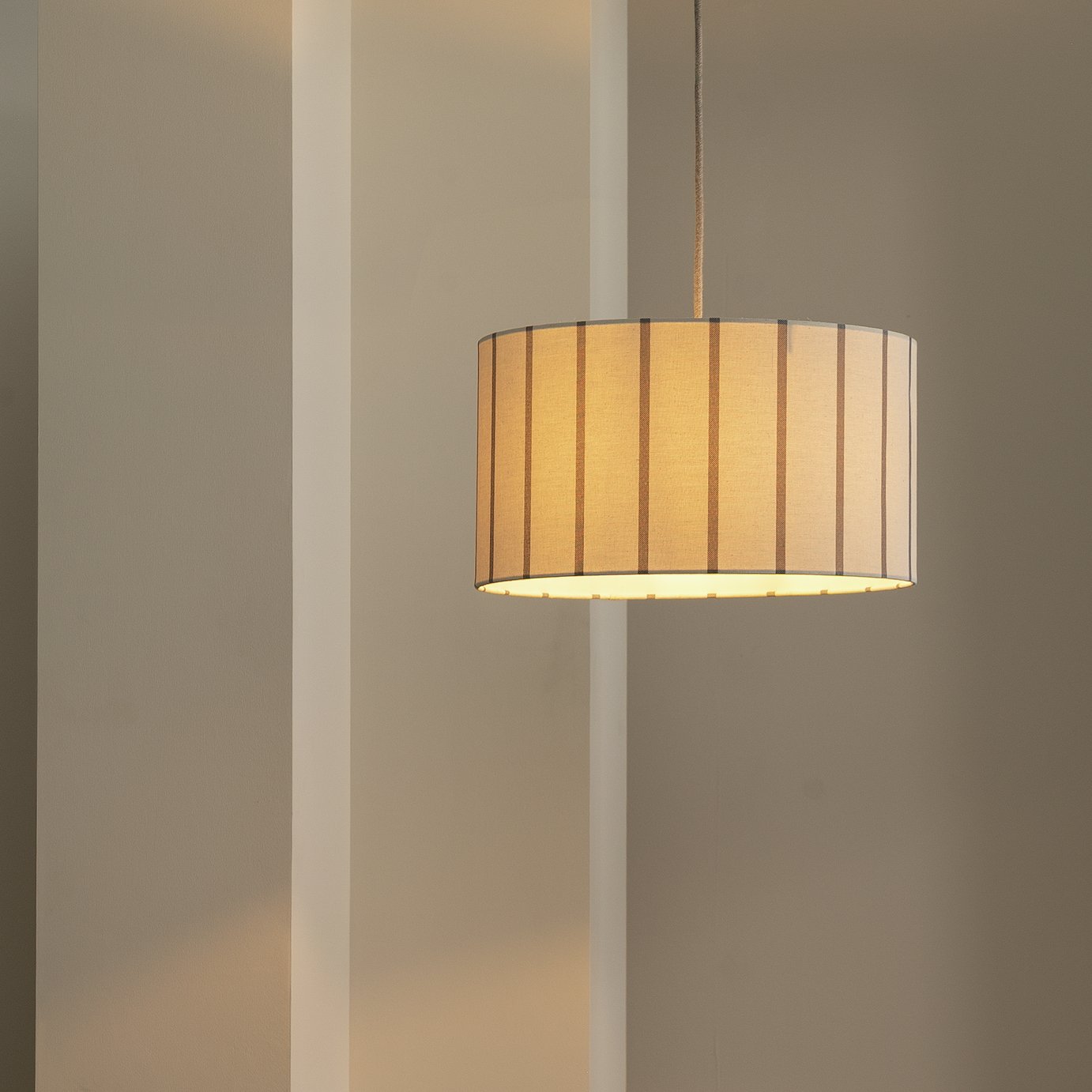 Habitat Stripe Printed Natural Easy Fit Lampshade - 45cm