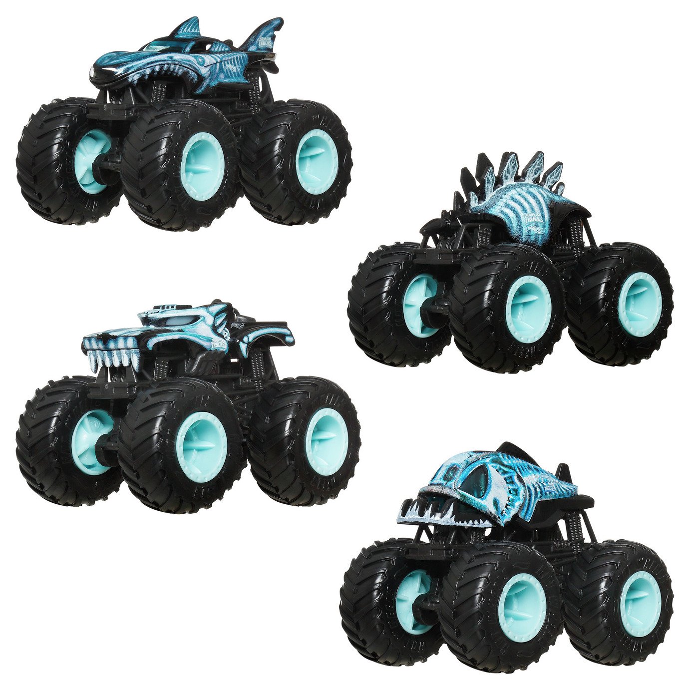 Hot Wheels Monster Trucks, 4-Pack of 1:64 Scale Toy Trucks
