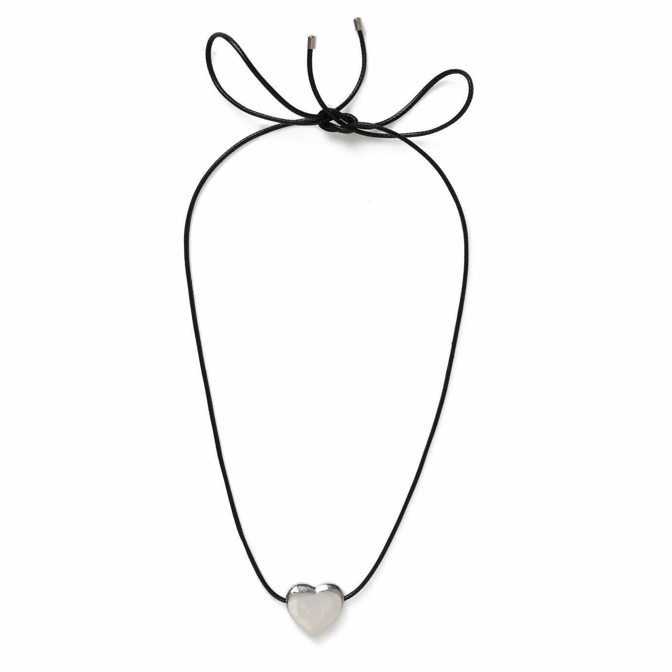 Freedom Silver Small Heart Black Cord Adjustable Necklace
