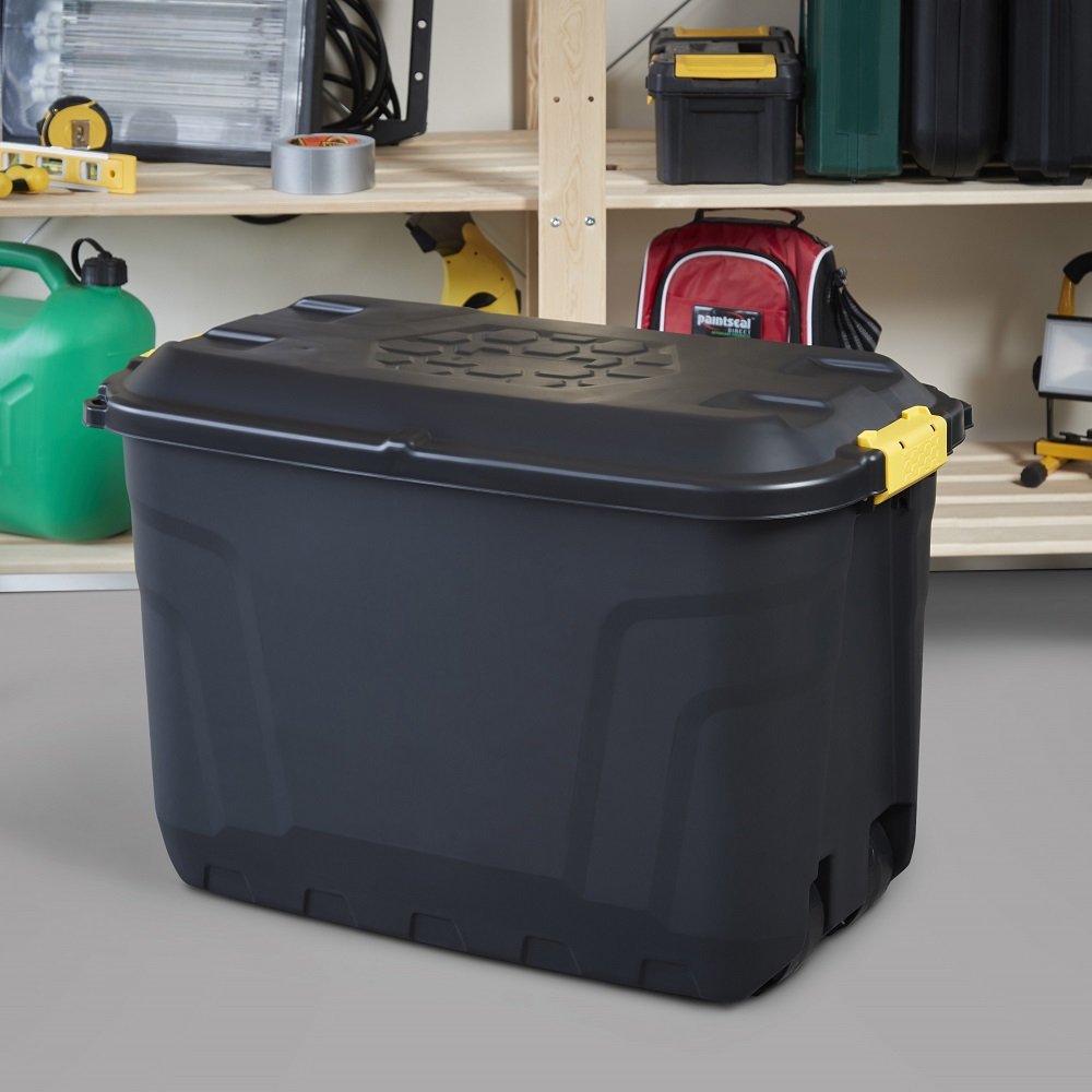 Strata 190L Heavy Duty Wheeled Plastic Storage Trunk - Black
