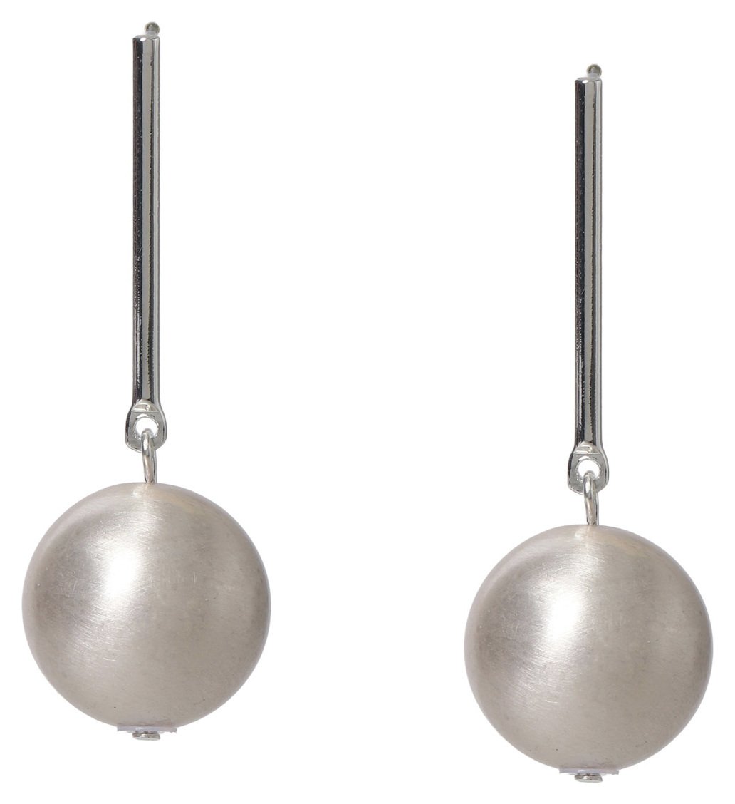 Liars & Lovers Silver Tone Brushed Ball Drop Earrings