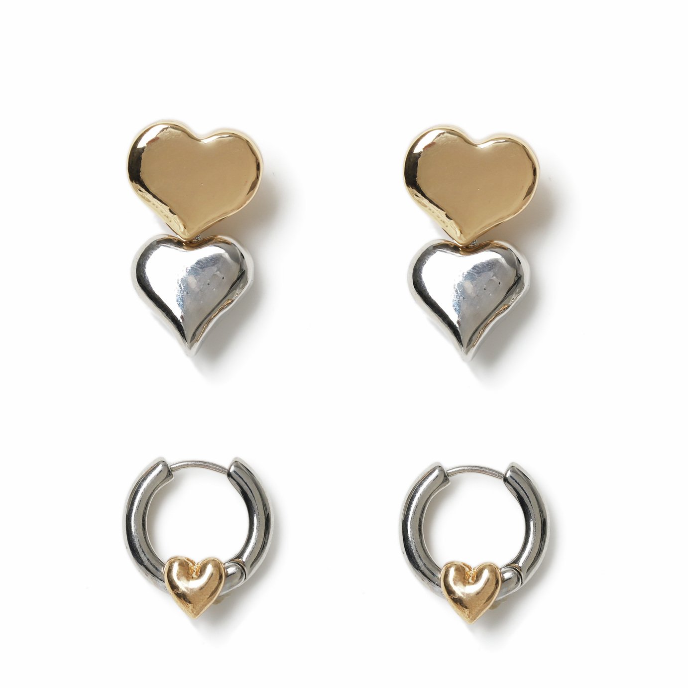 Freedom Mixed Metal Heart 2 Pack Hoop Earrings