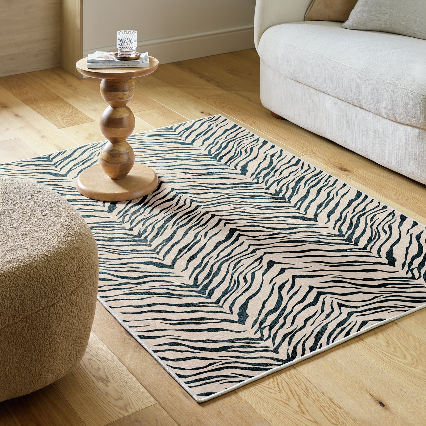 Argos Home Zebra Black Flatweave Rug - 160x230cm
