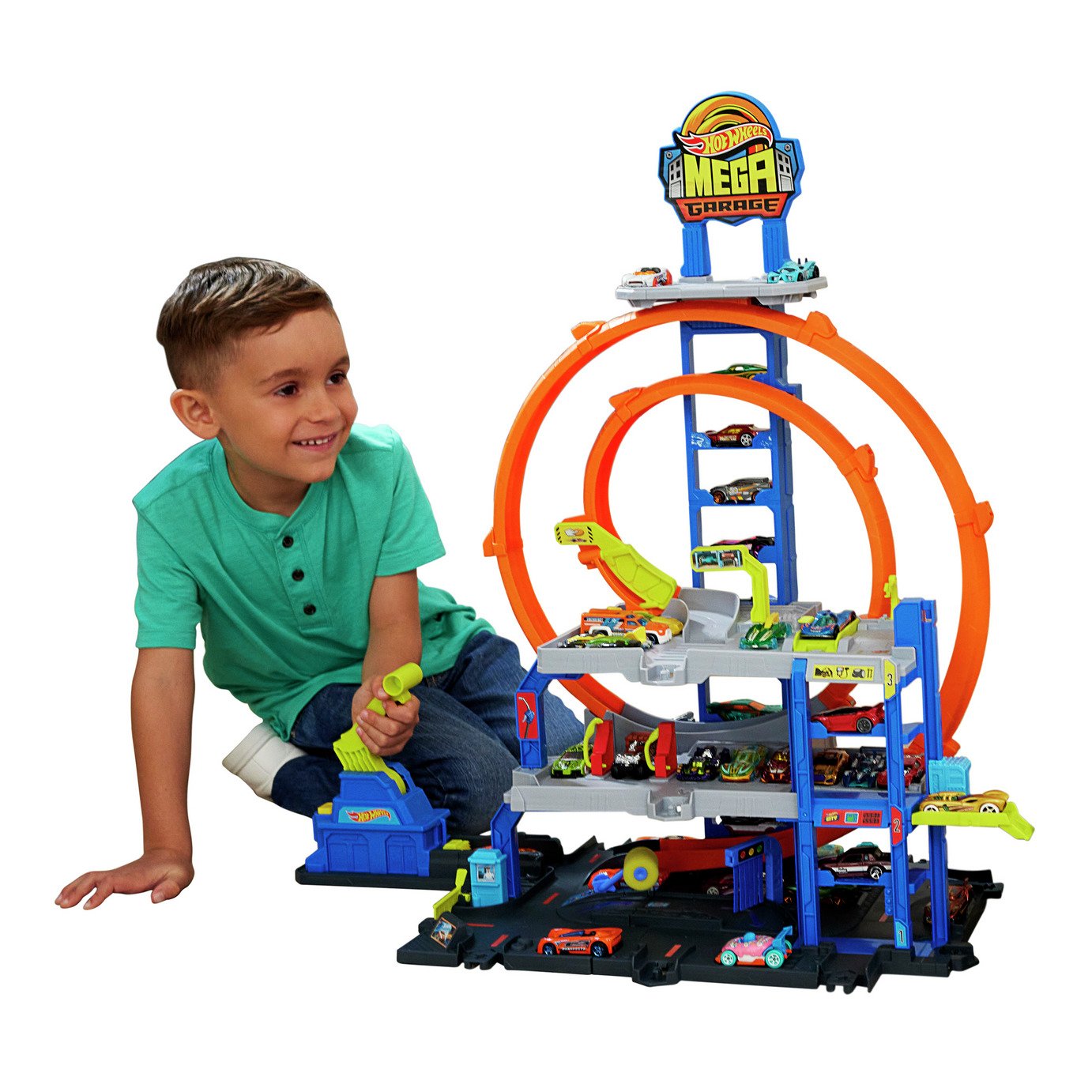 Hot Wheels Mega Loop Garage Playset with 1 Die-Cast Toy Car