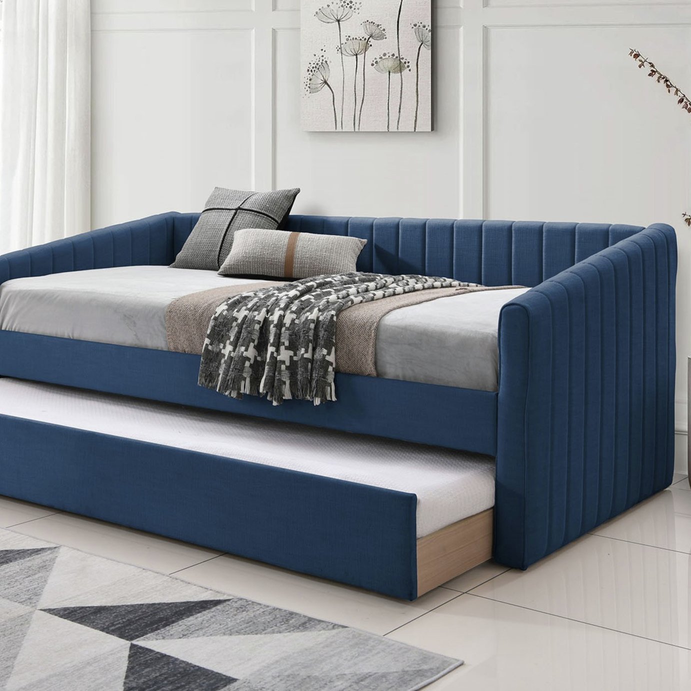 Time4Sleep Sanderson Single Guest Bed with Trundle - Blue