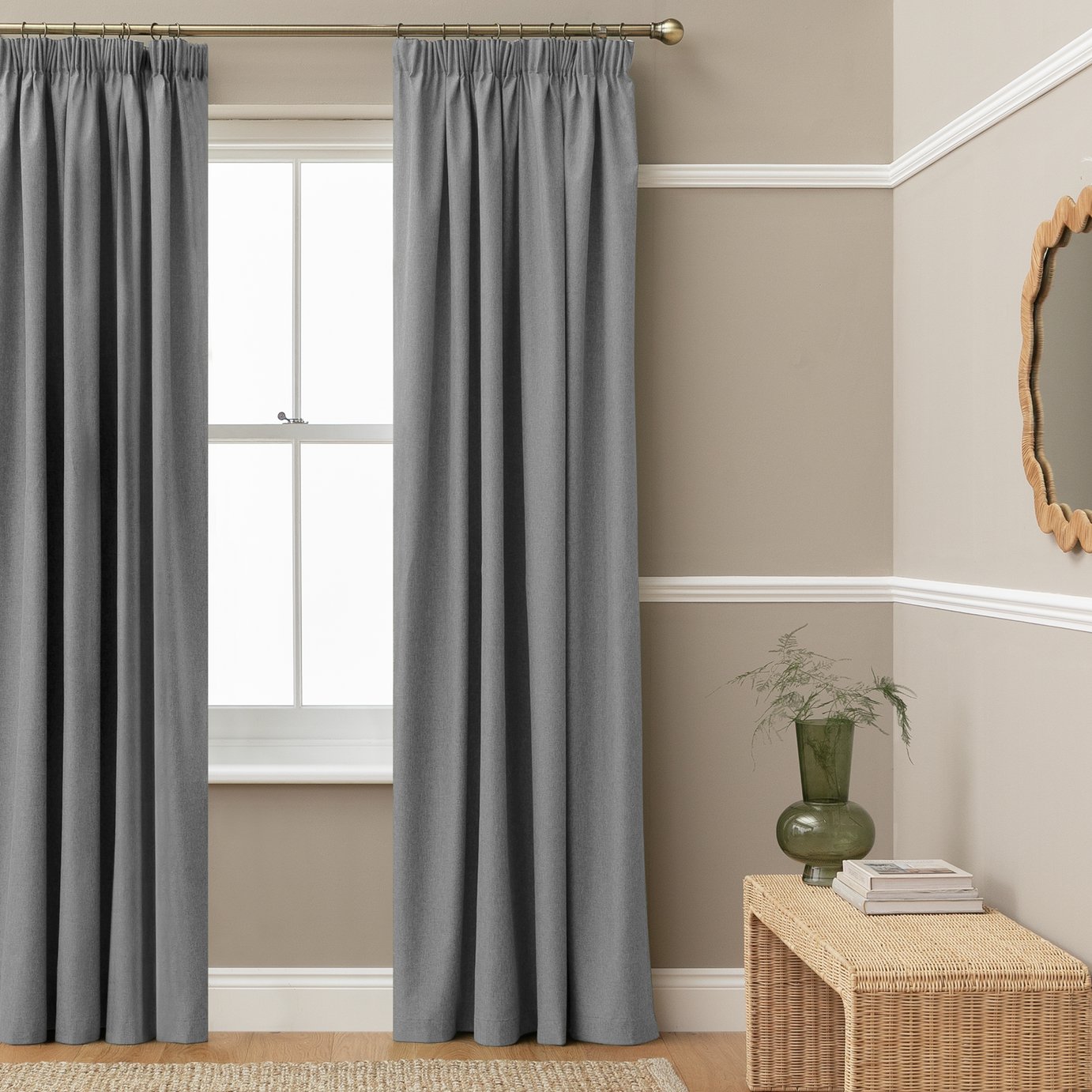 Habitat Blackout Pencil Pleat Curtain - Flint Grey-183x168cm