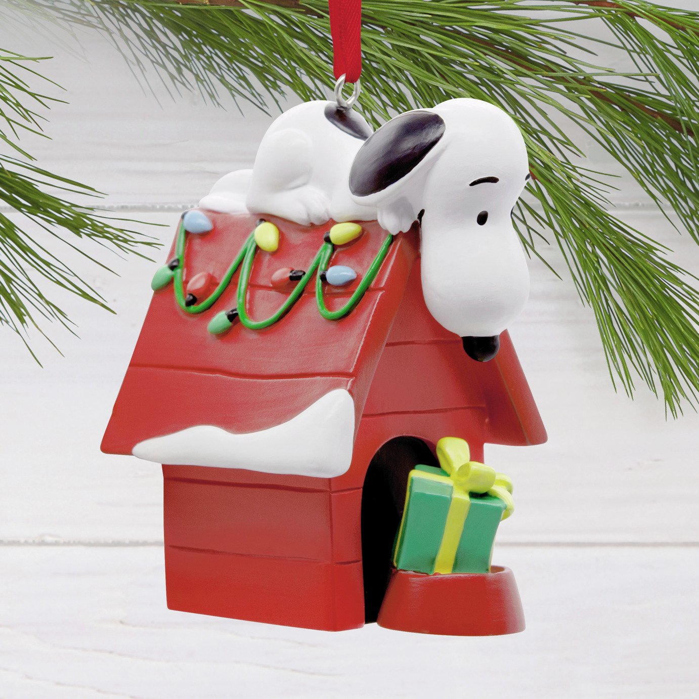 Hallmark Peanuts Snoopy with Doghouse Hanging Ornament