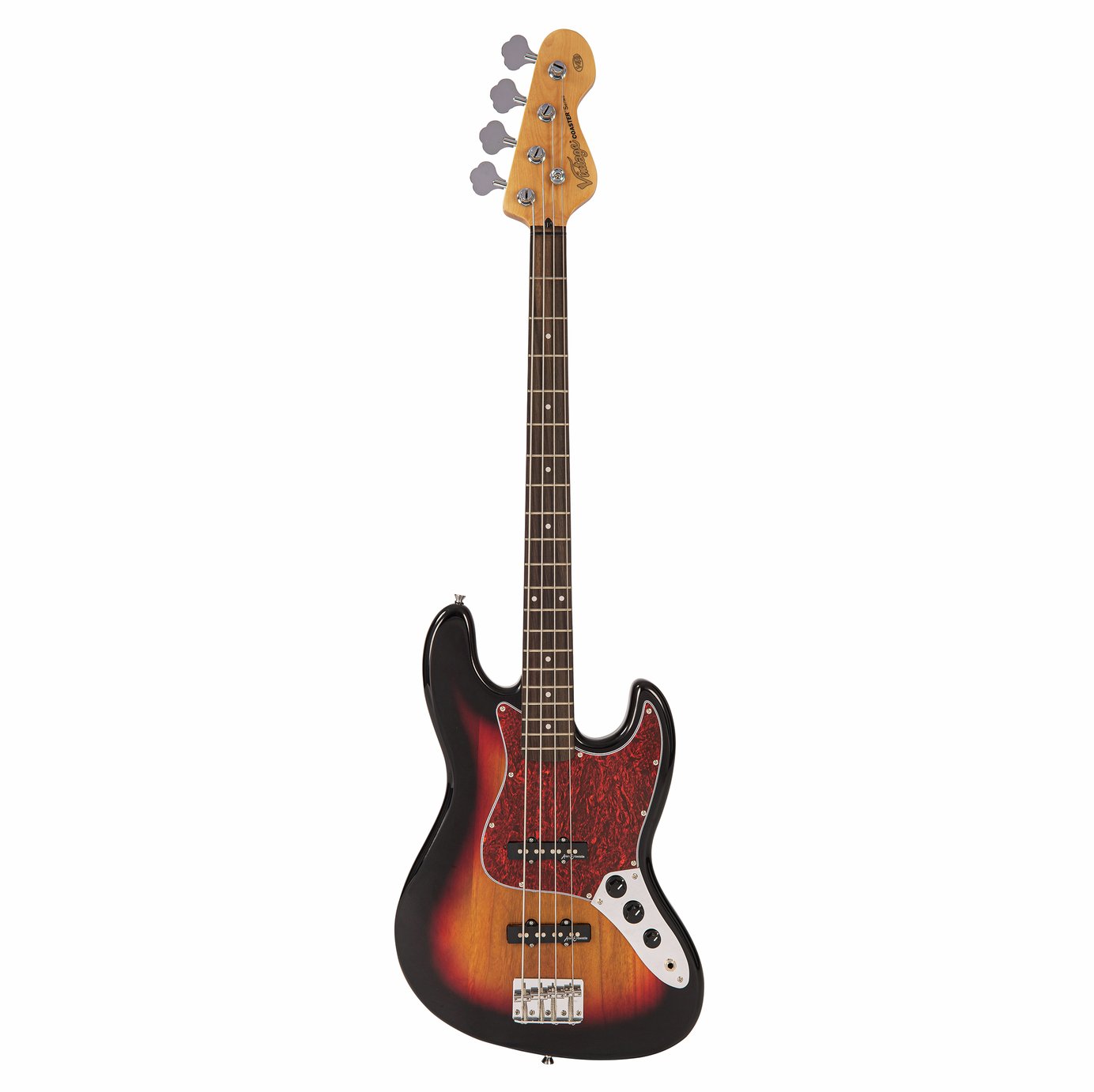 Vintage V49 Coaster Series Bass Guitar - 3 Tone Sunburst