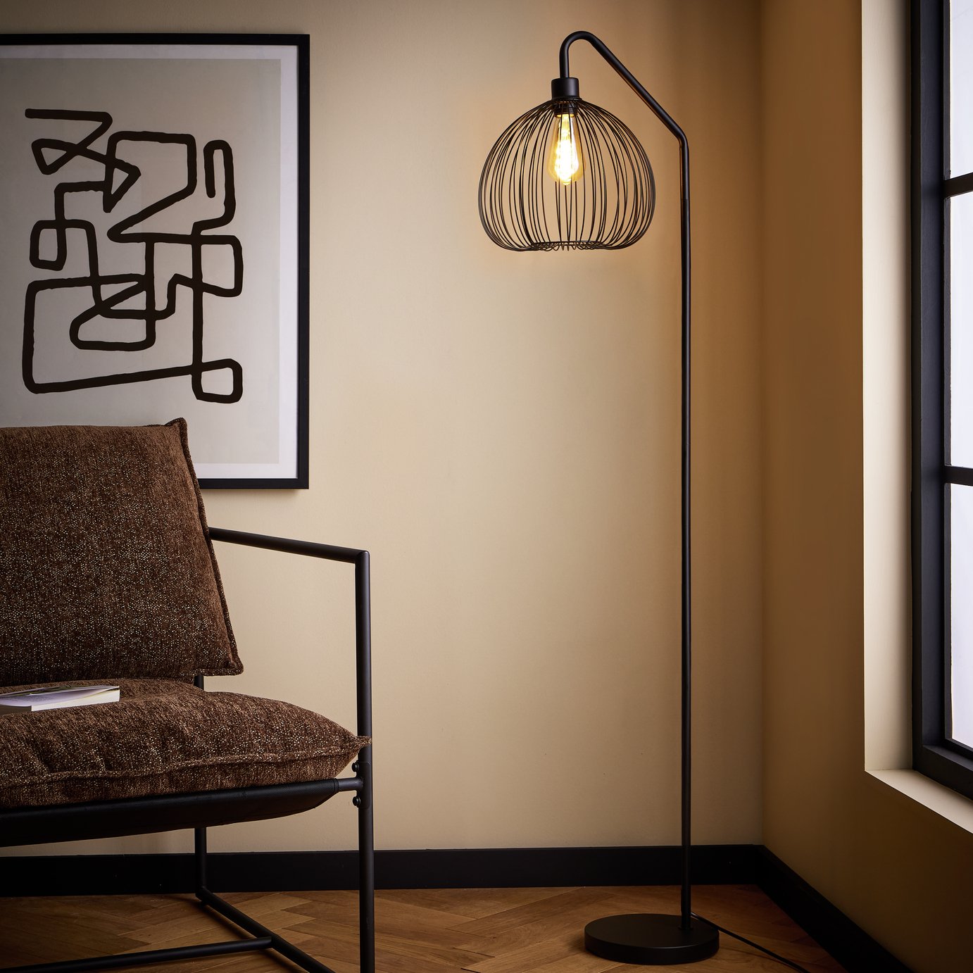 Argos Home Nyx Metal Floor Lamp - Black