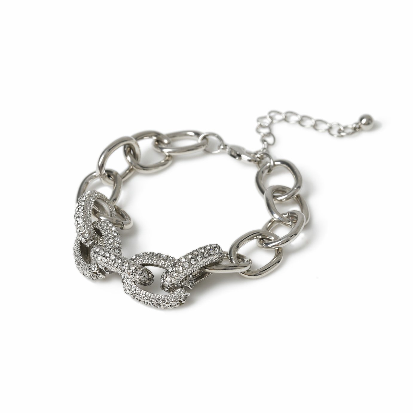 Freedom Silver Crystal Link Bracelet