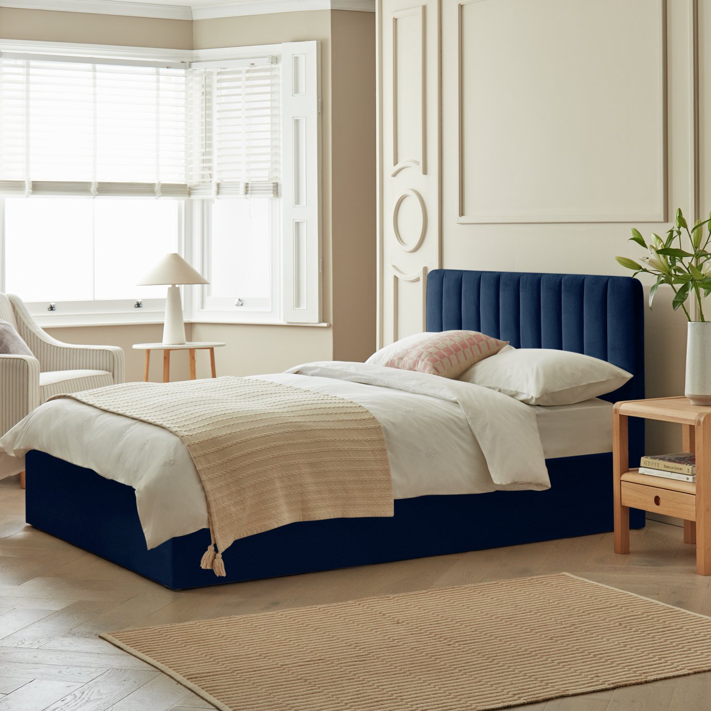 Argos Home Pandora Kingsize End Lift Ottoman Bed - Navy
