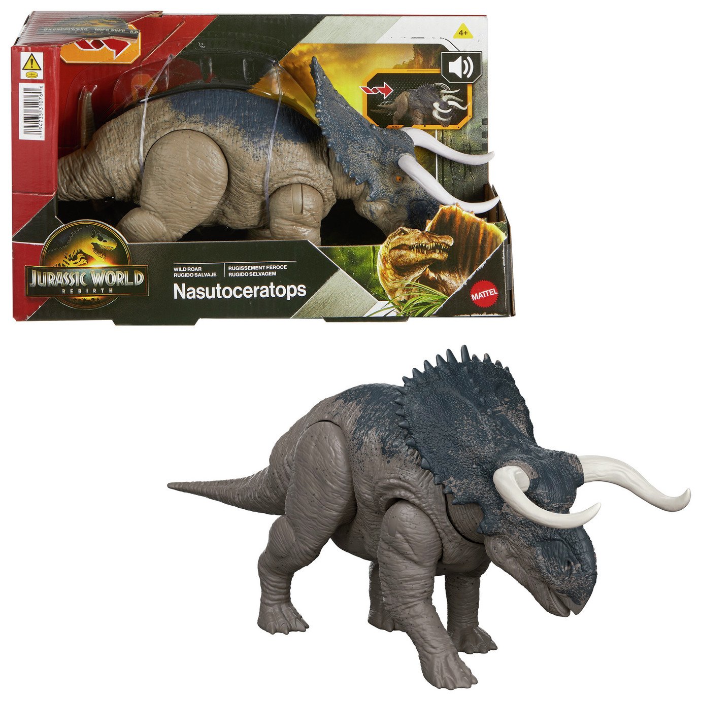 Jurassic World Rebirth Wild Roar Nasutoceratops Dinosaur Toy