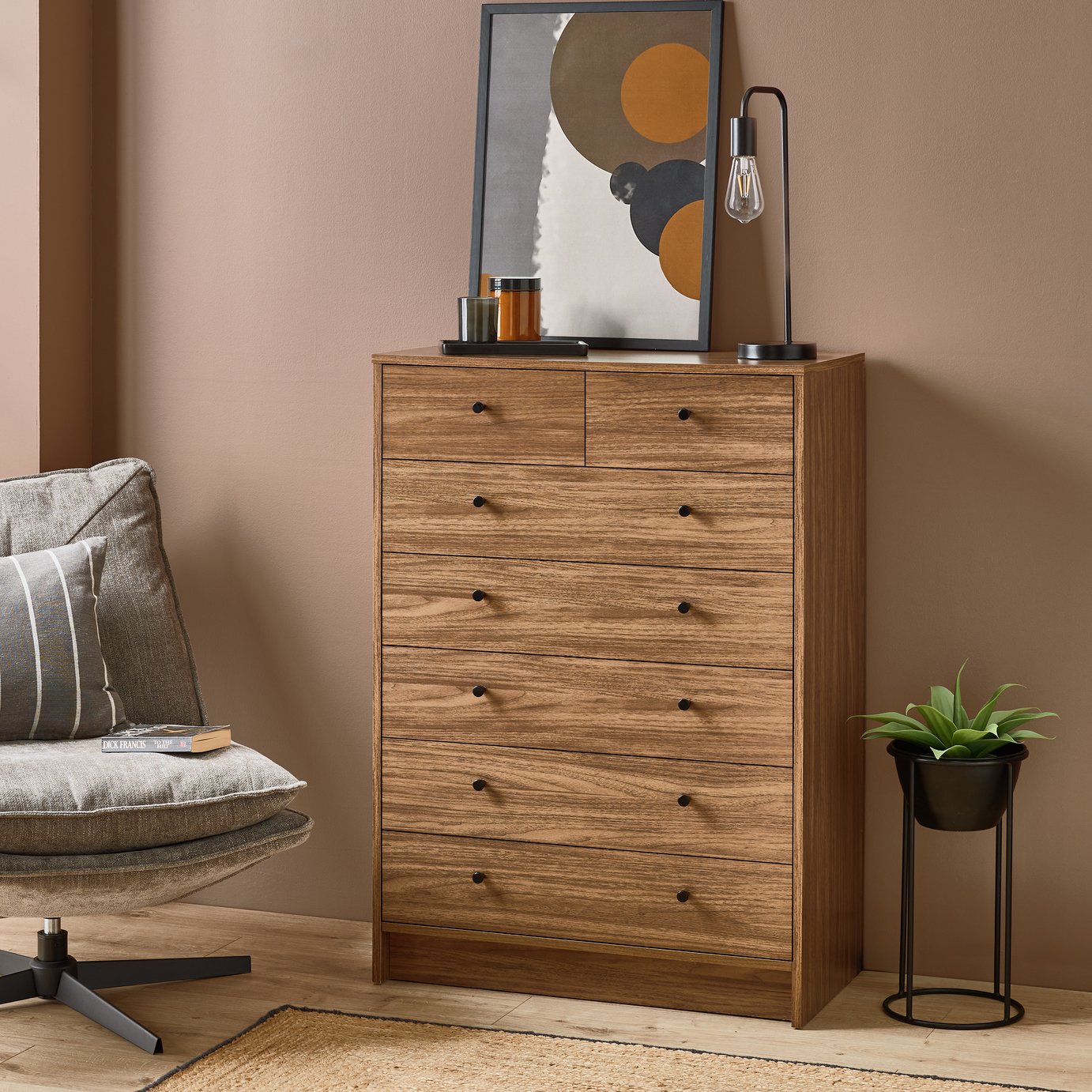 Argos Home Malibu 7 Drawer Chest - Walnut