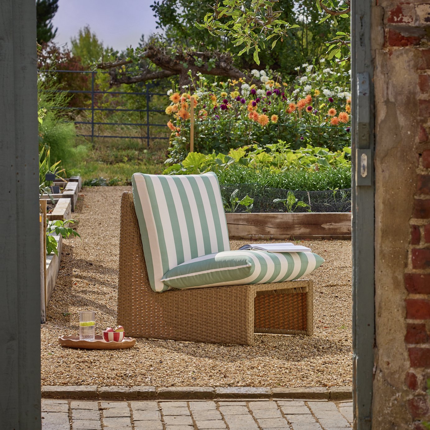 Habitat Ivy Stripe Rattan Accent Chair