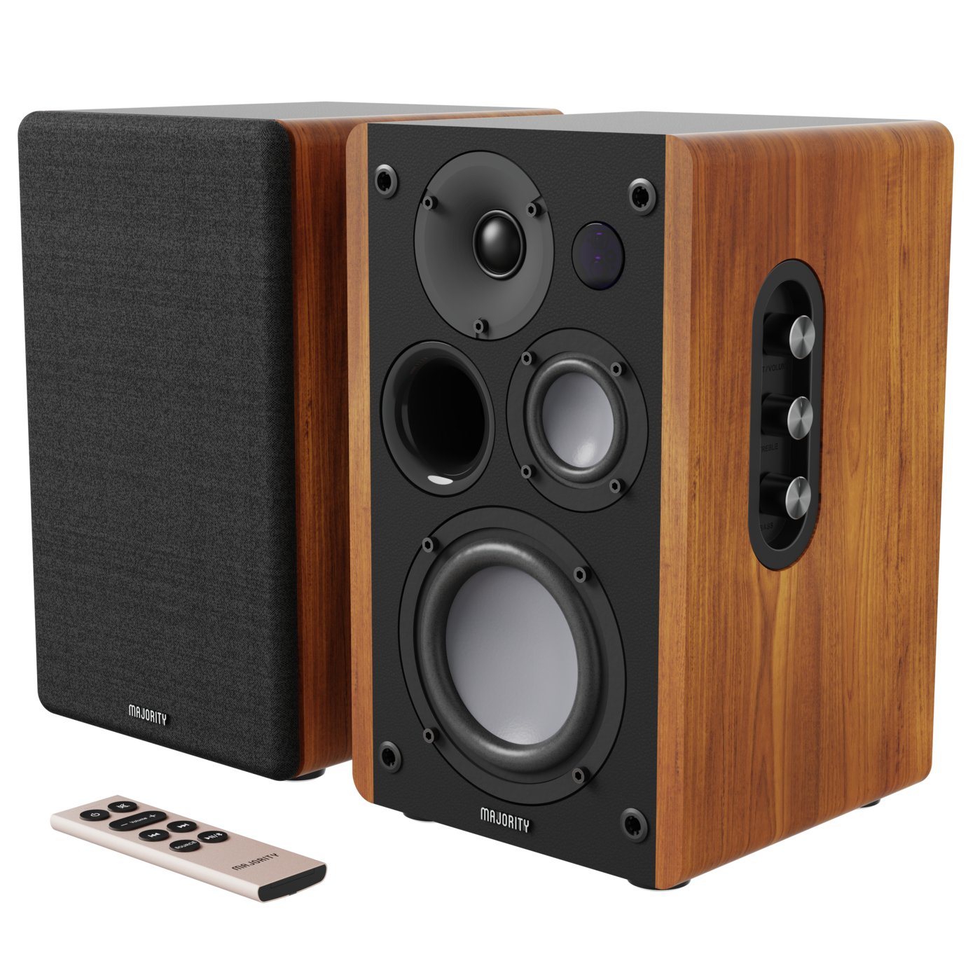 Majority D100 Bookshelf Bluetooth Speaker - Black & Brown