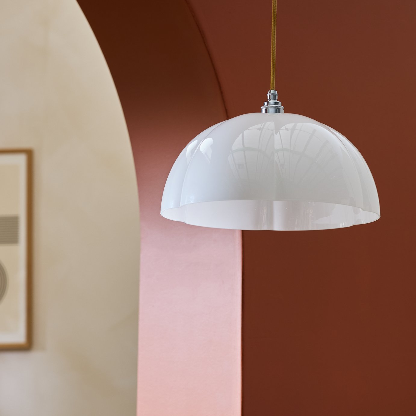 Habitat Apple White Scalloped Glass Easy Fit Lampshade- 35cm